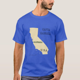 Camisa T - Mapa da Califórnia com nome da cidade