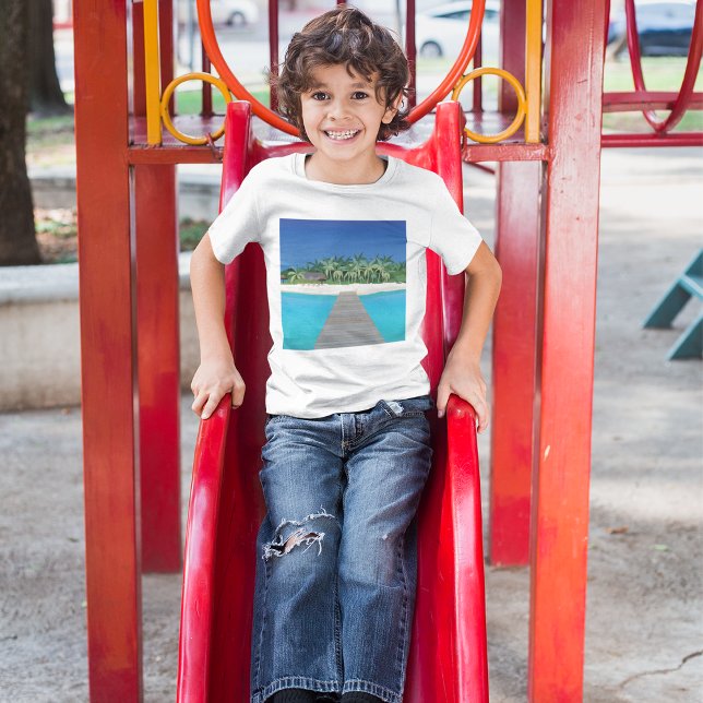 Camisa T-Paisagem Cênica de Férias das Ilhas Tropi (Criador carregado)