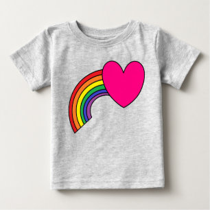 Camisa T Para Bebê Com Design de Arco-Íris e Coraç