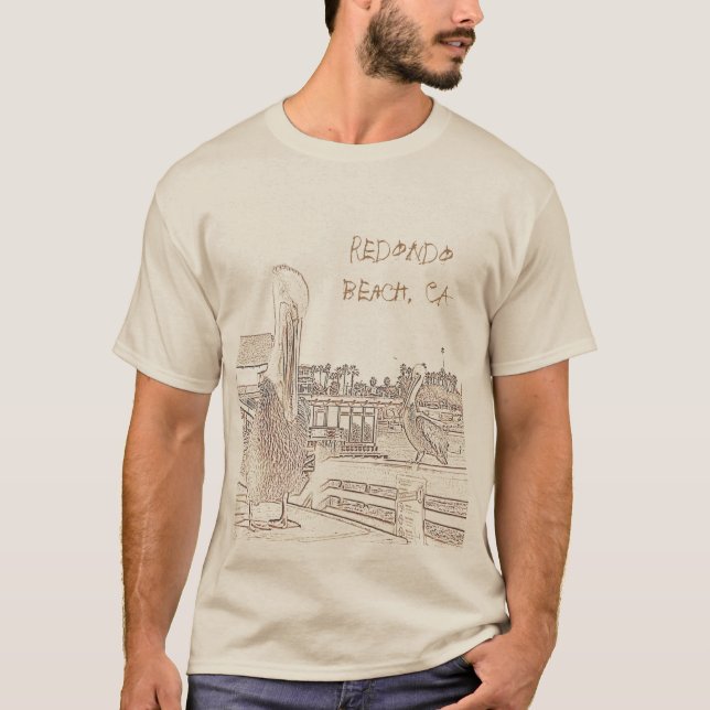 Camisa T - Pelicanos em Píer com Localização (Frente)