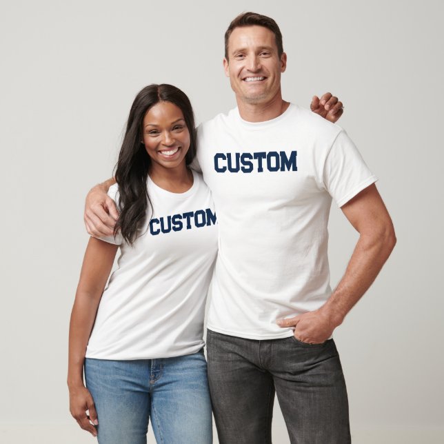Camisa T PERSONALIZADA branca e Marinho (Unissex)
