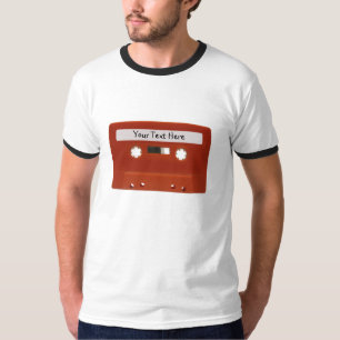 Camisa T Personalizável de Fita Cassete Vermelha