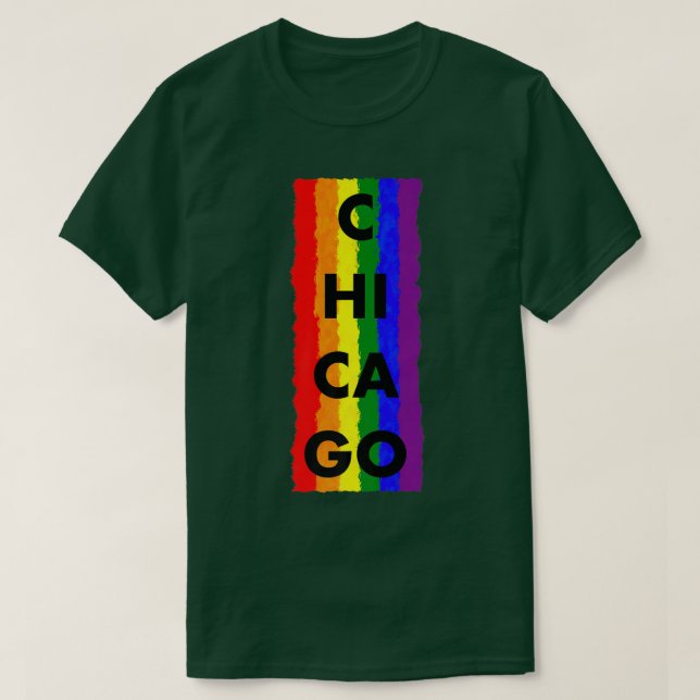 Camisa T Premium do Orgulho de Chicago LGBTQ (Frente do Design)