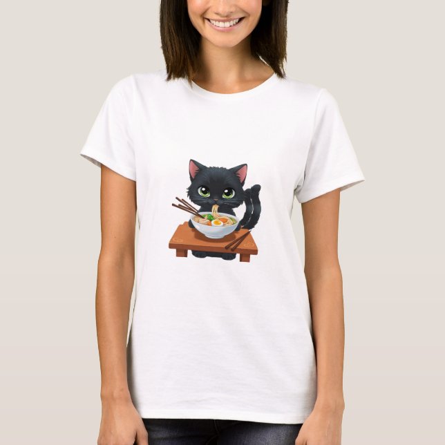 Camisa T-Shirt, Camisa De Gato De Noodle, Camisa D (Frente)