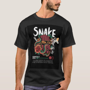 camisa t-shirt com design de cobra & gato de estim