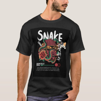 camisa t-shirt com design de cobra & gato de estim