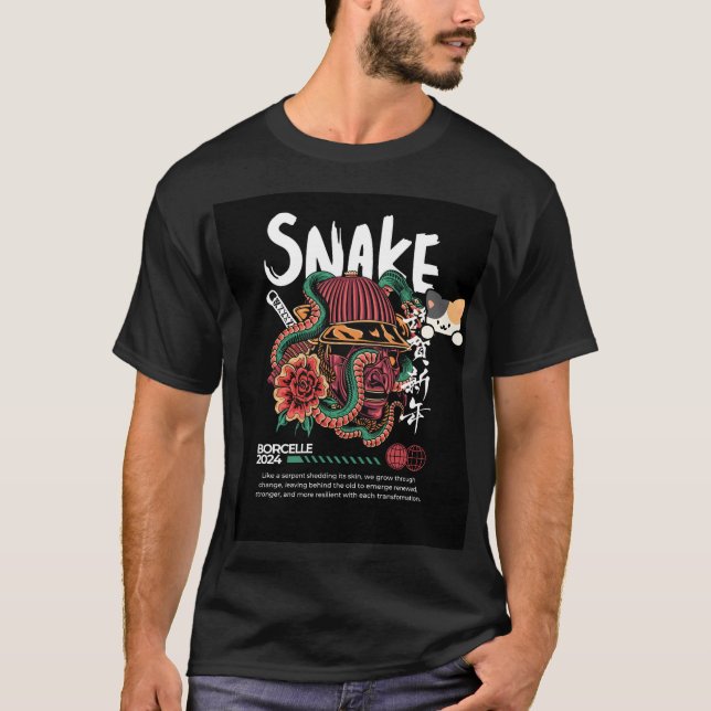 camisa t-shirt com design de cobra & gato de estim (Frente)