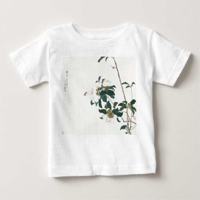 CAMISA T-SHIRT DA GAROTA DE ALGODÃO COM FLORES DE  (Frente)
