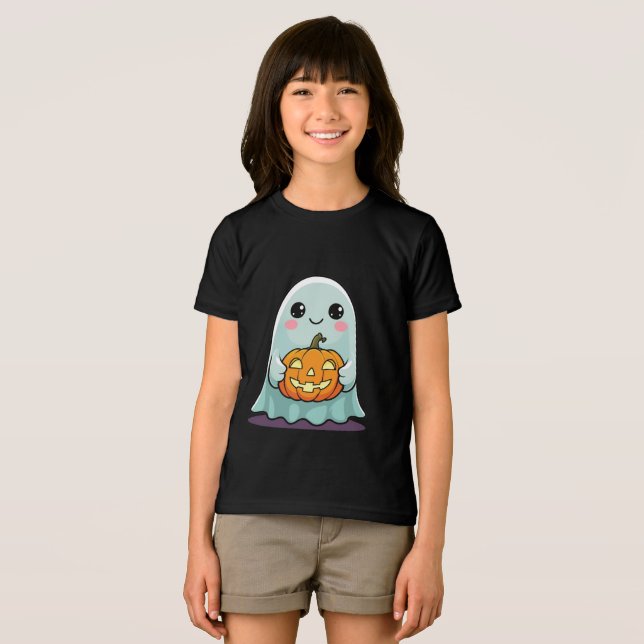 Camisa T-Shirt Ghost Kids Cute Halloween Adorável (Frente Completa)