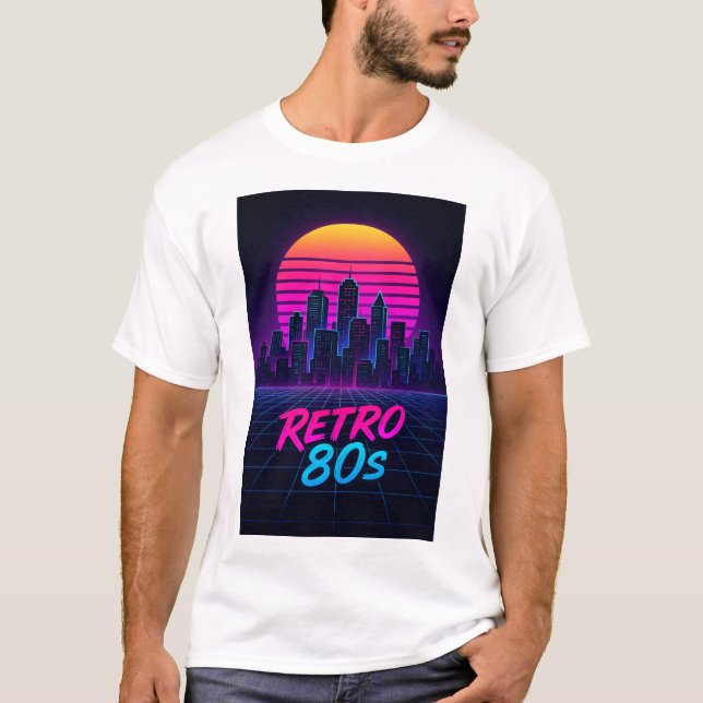 Camisa T-Skyline de Cidade Síntron dos anos 80 (Frente)