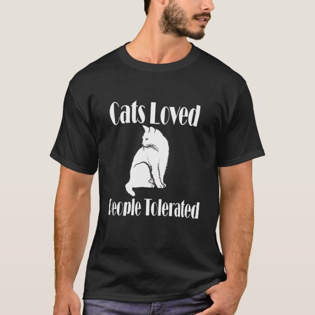 Camisa T Tolerada para Pessoas Adoradas de Gatos P (Frente)