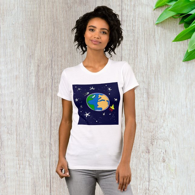 Camisa T-Womens Da Terra E Satélite (Criador carregado)
