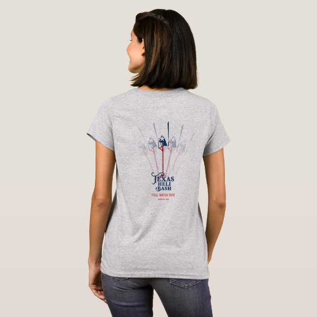 Camisa Texas Heli Bash design 2. Camisa cinza.  (Parte Traseira Completa)