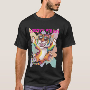 Camisa Tigre Groovy Arco-íris Para Homens Mulheres