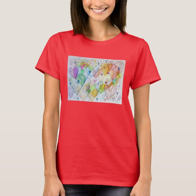 Camisa Trabalho de arte de Amor de Corações da Com (Frente)