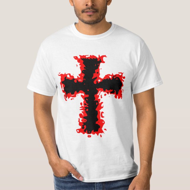 Camisa transversal vermelha e preta dos homens t (Frente)