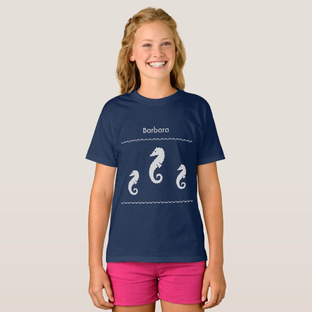 Camisa - Três Cavalos do Mar com Nome Luz no Escur (Frente Completa)