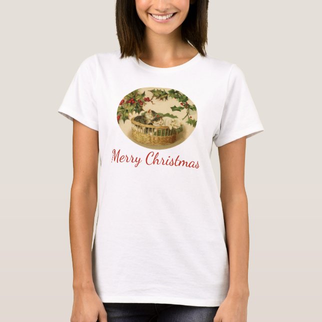 Camisa Três Gatinhos em uma Cesta (Frente)