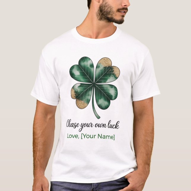 Camisa Trevo de Quatro Folhas Sentindo-se Sortudo (Frente)