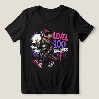 Camisa TRex Gamer Nível 100 Desbloqueado, 100 Dias