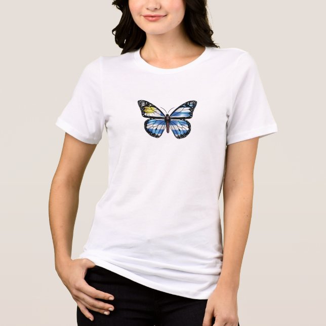 Camisa Tri-Blend da bandeira da borboleta Uruguai (Frente)