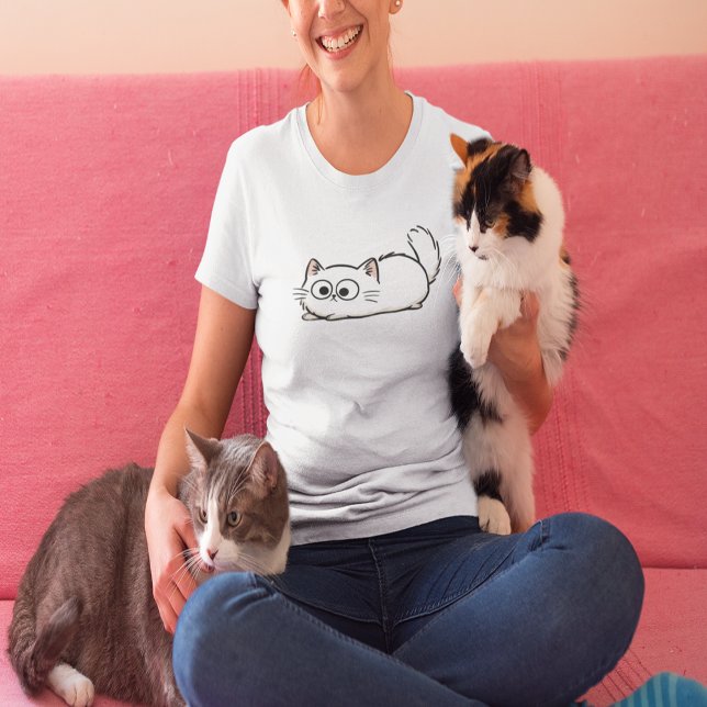 Camisa Tri-Blend de Gato com Rabo Fofinho e Estran (Quirky Fluffy Tail Cat Tri-Blend Shirt)