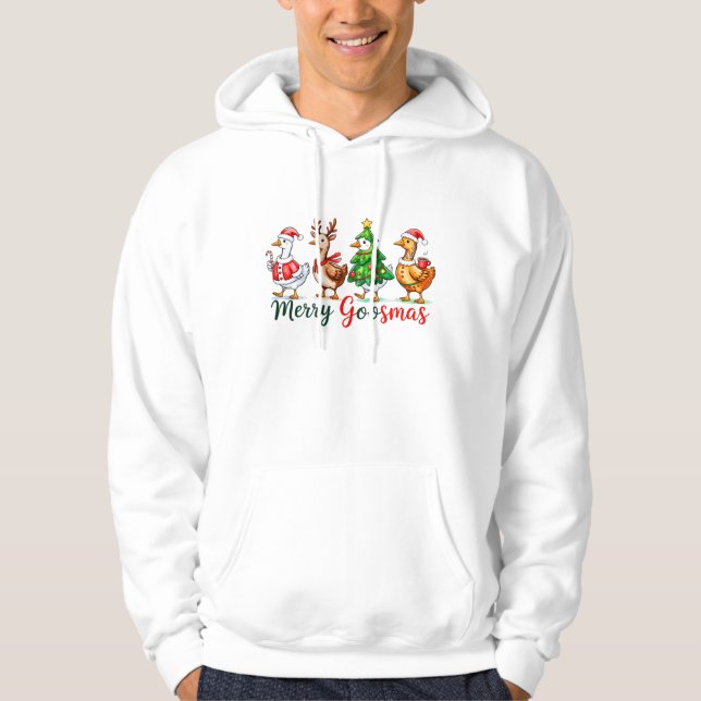 Camisa Tri-Blend de Natal Alegre Ganso Engraçado (Frente)