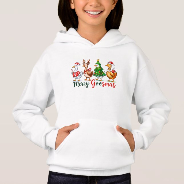 Camisa Tri-Blend de Natal Alegre Ganso Engraçado (Frente)