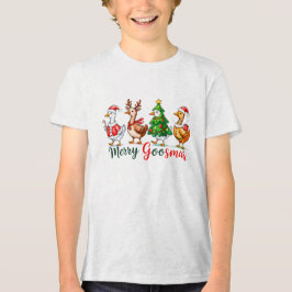Camisa Tri-Blend de Natal Alegre Ganso Engraçado