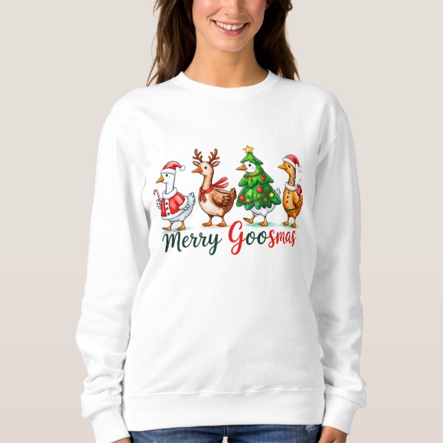 Camisa Tri-Blend de Natal Alegre Ganso Engraçado (Frente)