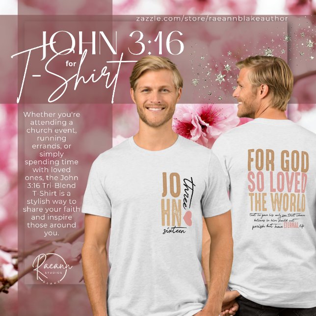 Camisa Tri-Blend do Versículo da Bíblia João 3:16 (Criador carregado)