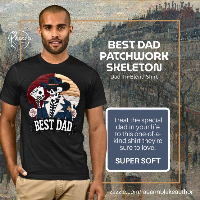 Camisa Tri-Blend Esqueleto Remendado Melhor Pai (Criador carregado)