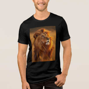 Camisa Tri-Blend Majestoso Leão Dourado ao Pôr do