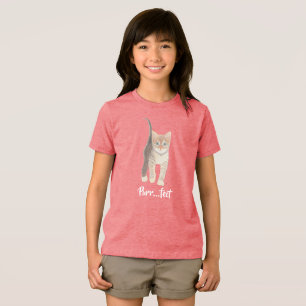 Camisa Tri-Blend Menina Gatinho Rajado