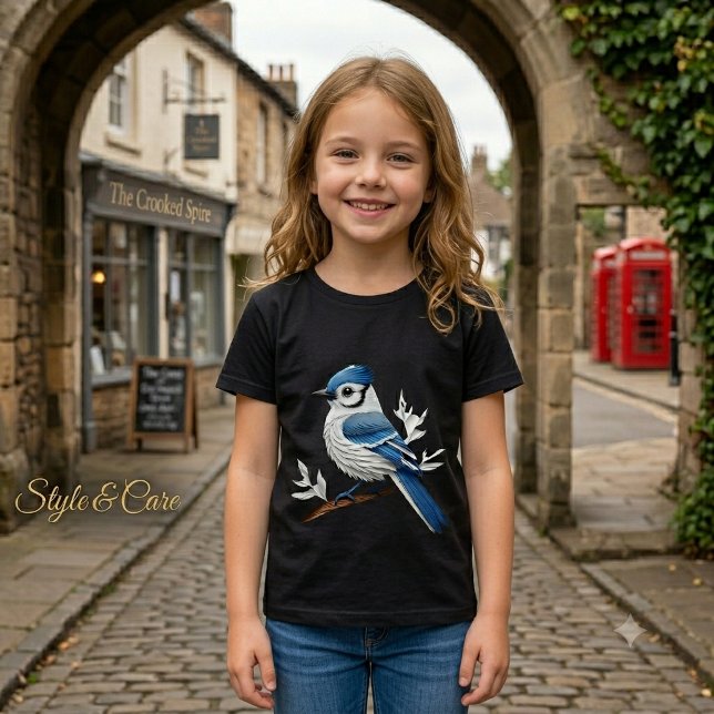 Camisa Tri Blend para Meninas com Desenho de Pássa (Bird Mark Girls Tri Blend Shirt Artistic Design)