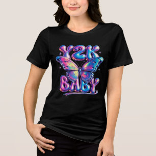Camisa Tri-Blend Y2K Baby Chrome Butterfly