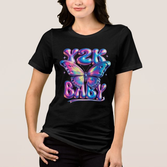 Camisa Tri-Blend Y2K Baby Chrome Butterfly (Frente)