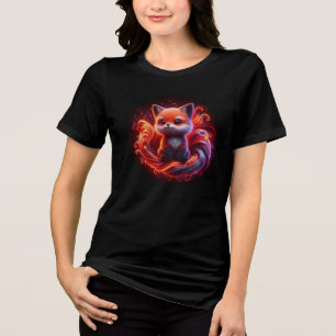 Camisa Tripla De Cubo-Blenda Cubo De Raposa Vermel
