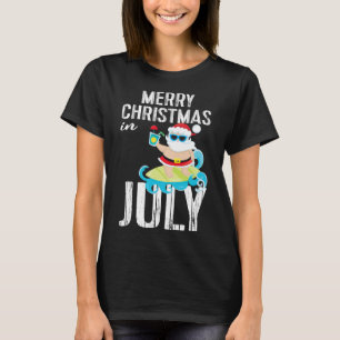Camisa Tropical de Papai Noel Surfando no Natal em