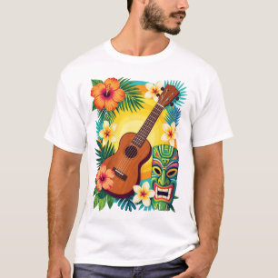 Camisa Tropical Ukulele Tiki Luau Party Vibes