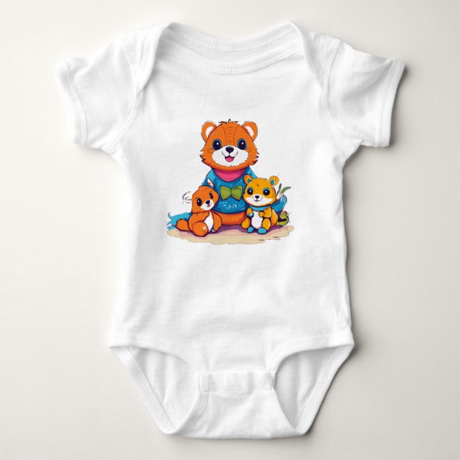 Camisa Tulito de bebê adorável com animal bonito (Frente)