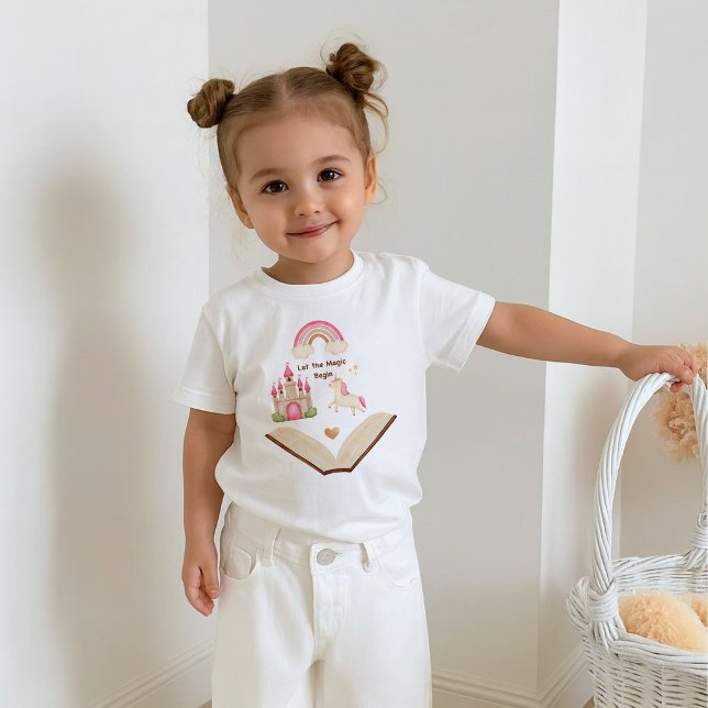Camisa Unicórnio Castelo Menina Arco-íris | Conto  (Criador carregado)