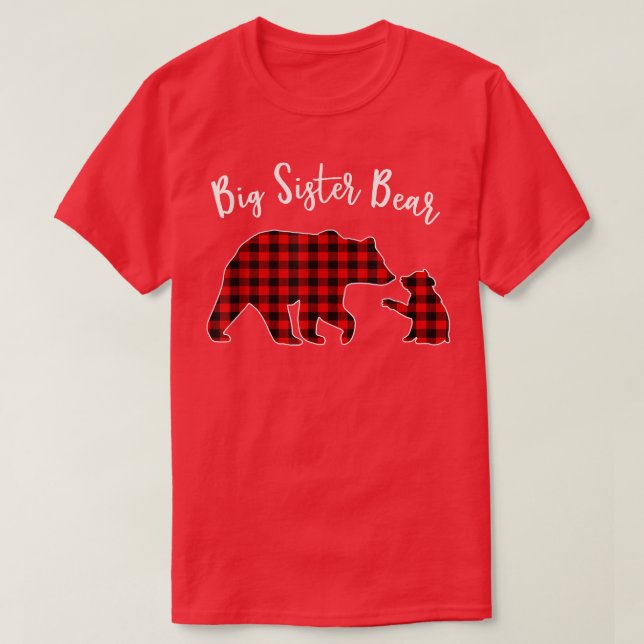 Camisa Urso Irmã Grande, Xadrez de Buffalo Vermelh (Frente do Design)