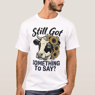 Camisa Vaca Atrevida Floral Vintage Humor de Fazen