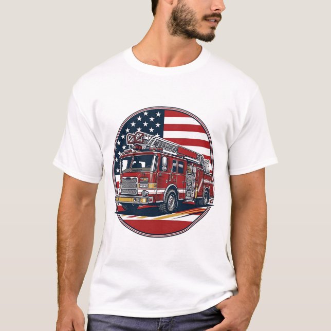 Camisa Vector Círculo Bandeira Americana Caminhão  (Frente)