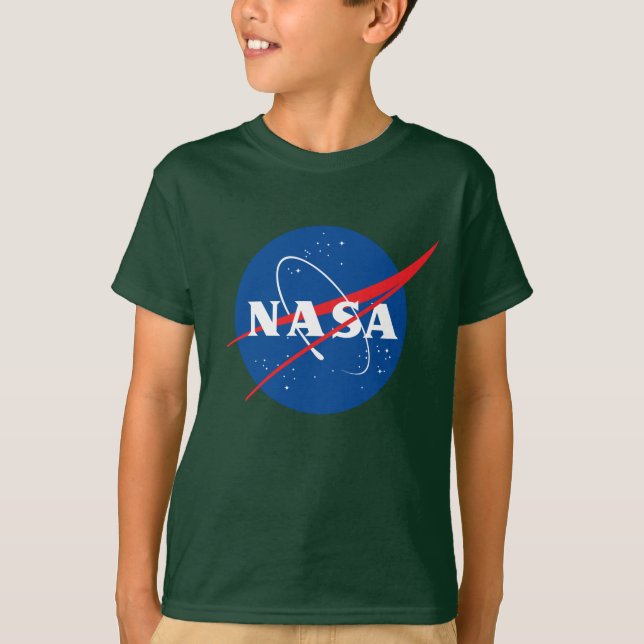 Camisa Verde Aurora de Crianças da NASA Icônica (X (Frente)