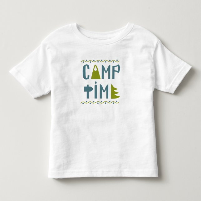 Camisa Verde Azul Tempo de Acampamento Natureza (Frente)