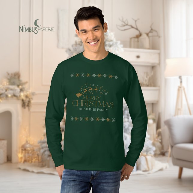 Camisa Verde de Natal com Floco de Neve para Homen (Criador carregado)