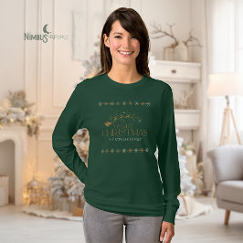 Camisa Verde de Natal com Floco de Neve para Mulhe