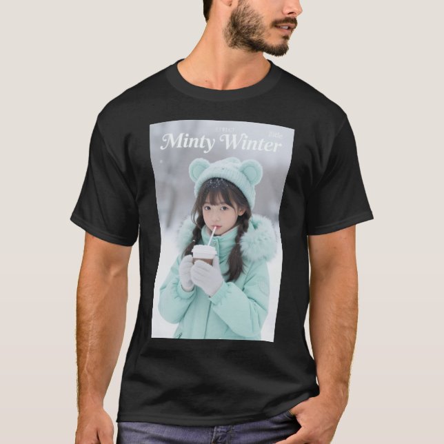 Camisa Verde Menta de Anime Estético de Inverno (Frente)